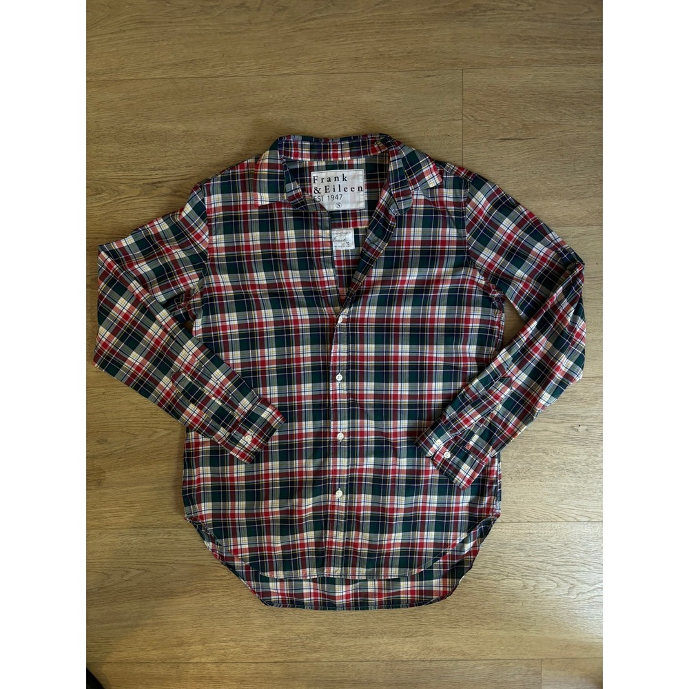 Frank & Eileen Frank Plaid Button Down Shirt Red Green Multi Italian Fabric S